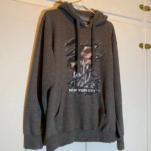 Mens  New York City Gray Hooded Sweatshirt